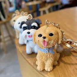 Golden Retriever Occupy Car Key Chain Samoay Schnauzer Dog Resin Doll Cute Couple Ins Tide Lady Pendant Teacher Day Gift