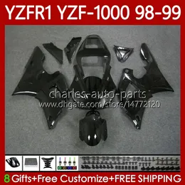Gloss black Motorcycle Body For YAMAHA YZF-R1 YZF-1000 YZF R 1 1000 CC 98-01 Bodywork 82No.1 YZF R1 1000CC YZFR1 98 99 00 01 YZF1000 1998 1999 2000 2001 OEM Fairings Kit