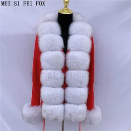 Women's knitted cardigan sweater real fur coat collar fox jacket natural s vest Q0827