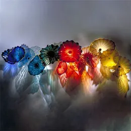 Hand Blown Lamp Wall Decorative Luxury Flower Sconce Gallery Art Elegant Murano Glass Plates 6 to 18 Inches