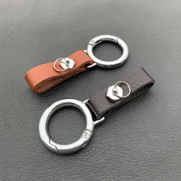 Cow Leather Car Key Chain Men's Waist Hanging Metal Ring Buckle Removable Pendant
