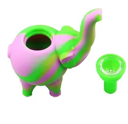 4,8-Zoll-farbige Elefant-Silikon-Wasser-Hand-Rohrrauch mit Glasschüssel tragbarer Tabak-Raucher-Wassertrohr