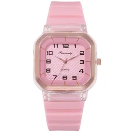 Kobiety Nowe Wristwatches Cream Color Girl Student Cute Prezent Gumowy Cukierki Pasek Wypoczynek Zegarki Numer Wristwatch Jelly Zegar