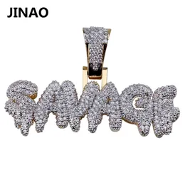 JINAO Herren Iced Out SAVAGE Anhänger Halskette vergoldet Micro Pave AAA Kubikzircon Hip Hop Edelsteine Druzy Schmuck Geschenke X0509