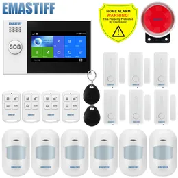 W4B 4.3 tum TFT-skärm WiFi GSM Hem Inbrottstjänst Säkerhetssystem Wire Motion App Control Fire Smoke Detector Alarm