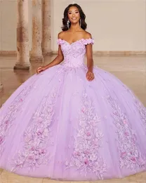 Misxvanos Off Slould Quinceanera Dresses Lavender Lace Mexican Princess Sweet 15 Dress Graduation Pegnant Party Gowns Vestidos de Quinceaera