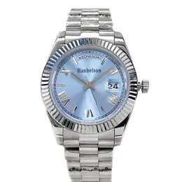 2021 NOVOS Relógios Masculinos DAY DATE Relógios de Pulso Roman Ice Azul Mostrador Mecânica Automática 41MM Vidro Safira Daydate Relógios de Pulso