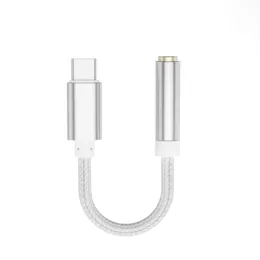 Nylon Trançado 12cm Adaptador de Áudio Tipo-C a 3.5mm Jack Feminino Audio Aux Cabo Covertor para Letv Mi6