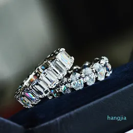 Cluster Anéis Amantes Moissanite Diamond Ring 100% Original 925 Sterling Prata Noivado Banda de Casamento para Mulheres Homens Fine Jewelry Presente
