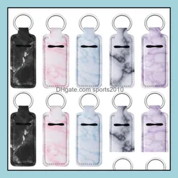 GAFT Event Festlig fest levererar hem Garden Marble Color Chapstick Handy Lip Balm Keychains Neoprene Lipstick Holder Keychain Pouch LX2