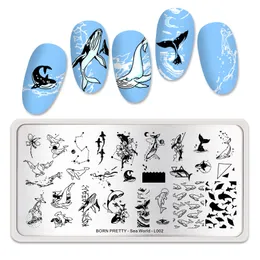 Nail Art Stamping Plate Ocean Theme Stämpling Mall Nail Art Image Plate Stencil Rostfritt stål Utskriftsverktyg