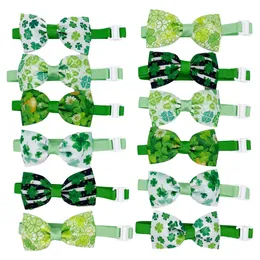 St. Patrick's Day Dog Bowtie Lucky Green Clowers Wzorce Irlandzkie Festiwal Wakacyjny Party Zwierzęta Dostarczane