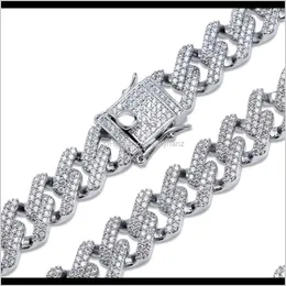 Ketten Halsketten Anhänger Drop Lieferung 2021 14 mm 16–30 Zoll Miami Cuban Square Link Chain Halskette Gold Silber Farbe Iced Out Cubic Zirconi