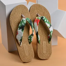 Zapatillas de verano para mujer, chanclas para interior, para mujer, con estampado de plantas para el hogar, chanclas informales, planas