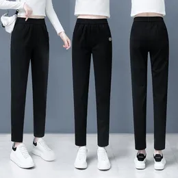 Women's Pants & Capris Harem For Women Spring And Autumn 2021 Loose Straight Elastic Waist Casual Tappered Long Black