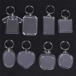 NEW 5PCs Rectangle Transparent Blank Acrylic Insert Photo Picture Frame Keyring Keychain DIY Split Ring Key Chain Gift G1019