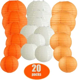 20 pz Lanterna di carta 8 "10" 12 "Arancione BEIGE Cinese Ball Ball Lampion per matrimonio Halloween feste di Natale Eventi Arredamento Appeso Q0810