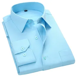Męska Business Casual Z Długim Rękawem Slim Fit Koszula Twilla Solidna Kolor Mężczyzna Social Black Blue Biały Purpurowy Zielony Różowy 4XL 210809