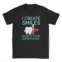 Jag skapar leenden T-shirt Män Tandläkare Dental Hygienist Man Tshirt Vintage Basic Tees O Neck Pure Cotton Tops Presentidé T-shirts 210629
