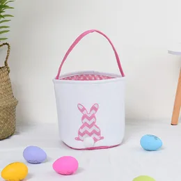 2022 Easter Party Supplies Cute Cartoon Bunny Bucket Striped Bunny Bucket Children Candy Presentkorgar