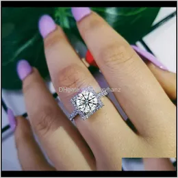 ドロップデリバリー2021 925スターリングシアーモンソリング3女性用結婚式の婚約ジュエリーAnel Aneis Anillos O Pure B1 R213A 7Cjay