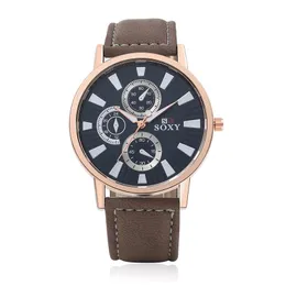 Wristwatches Soxy Luxury Sports Klockor Män Quartz Wrist Casual Leather Hombre Hour Clock Relogio Masculino 2021