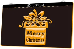 LS3303 Merry Christmas mutlu yıl 3D gravür led ışık işareti toptan perakende