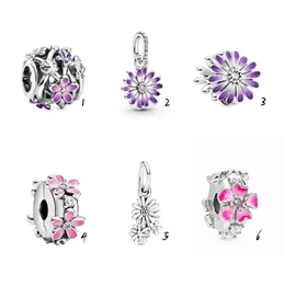 Fit Pandora Charm Bransoletka Europejski Silver Charms Koraliki Daisy Kwiat Emalia Kryształ Dangle Fortune Cat DIY Wąż Łańcuch Dla Kobiet Bangle Naszyjnik Biżuteria