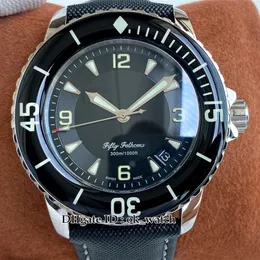 High Quality Fifty Fathoms Miyota 9015 Automatic Mens Watch 5015-1130-52A Black Dial Ceramic Bezel Date 45mm Gents Watches Leather Strap