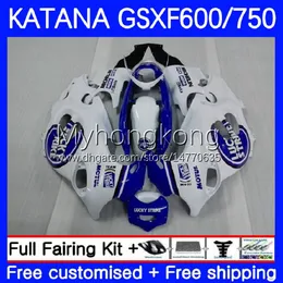 Kit de corpo para Suzuki Katana GSXF750 Lucky Blue GSXF 600 750 CC GSX600F 03 04 05 06 07 18No.43 600cc GSX750F GSXF-750 GSXF600 750cc 2003 2004 2007 Fairings OEM