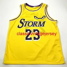 NOUVEAU L.E. Bron Storm Basketball Jersey Jaune Broderie Personnalisée N'importe Quel Nom Numéro XS-5XL 6XL