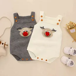 Spädbarns Baby Cartoon Christmas Deer Romper Born Boy Girl Clothes Vest Rompers Autumn Boys Girls Stickad 210429