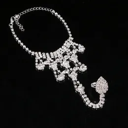 Kobiety Anklets Boso Sandały Plażowe Ślub Bridal Diamante Foot Jewellery Crystal Chain Anklet