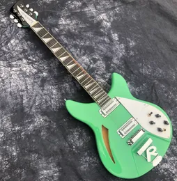 6 strings rickenback guitar sea foam green 2 pickups Ricken electric-guitar top quality semi hollow body Ric guitarra with barbecue pickup