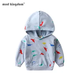 Mudkingdom Boys Bluzy Jesień Z Długim Rękawem Moda Dinozaur Print Bluza 3-8 lat Cartoon Pullover Ubrania 210615