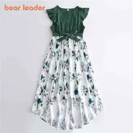 Bear Leader Maternità Abiti estivi da donna Fashion Girls Floral Patchwork Costumi Kids Sashes Bowtie Pregancy Clothes 210922