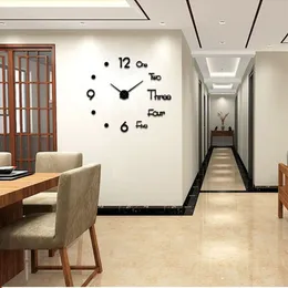 FASHION in THE CITY Large 3D Frameless Wall Clock Stickers DIY Wall Decoration for Living Room Bedroom Office (Black