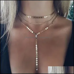 Pendant Necklaces & Pendants Jewelry Est Fashion Aessories Gold Color Mtiple Layers Sheet Chain With Crystal Necklace For Couple Lovers Drop