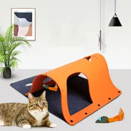 Cat Toys DIY Combination Tunnel Interactive Hide Seek Game Litter Mint Mouse Toy Felt Foldable 210929
