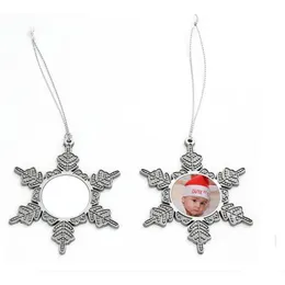 Wholesale Sublimation Blank Snowflake Ornament Zinc Alloy Xmas Pendant DIY Heat Transfer Christmas Tree Decoration