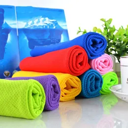 new Ice Cold Towel Single Layer Sports Cool Quick Dry Cooling Fabric Print Cotton Beach Washcloths Swimwear EWD7688