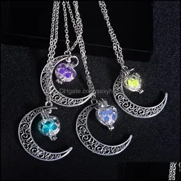 Colares pendentes pingentes j￳ias Europa Moda Luminous Pearl Starry Sky Moon Stone Colar S627 Drop Delivery 2021 G8T25