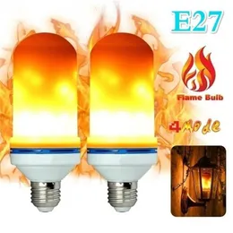 Żarówki LED Płomień Efekt Fire Żarówka Grawitacyjne Czujnik Emulacji Kukurydza Decor Decning Dynamic 4 Tryby E27