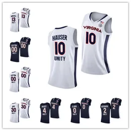 Özel NCAA Virginia Cavaliers 2021 Birlik Kihei Clark Basketbol Formaları Jay Huff Justin McKoy 10 Sam Hauser 13 Case Morsell Beyaz Donanma