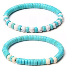 6mm Blue White Turquoises Stone Bracelet Female Beads Charm Yoga Energy Bracelets Jewelry Women Men Gifts