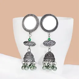 Classic Vintage Women's Long Round Dangle Earrings Oorbellen Silver Color Bells Bohemia Beads Wedding Earring Hangers