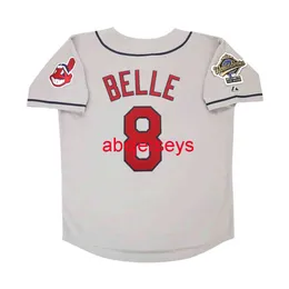 Cosido personalizado Albert Belle 1995 Serie mundial Gray Road Jersey agregar número de nombre Jersey de béisbol