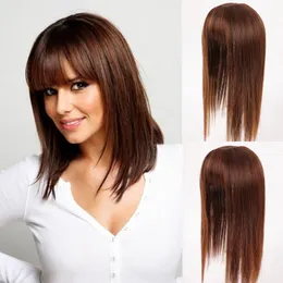 Syntetiska peruker Lvhan Svart Brun Kort Front Neat Bangs Fake Fringe Clip In Hair With High Temperature Fiber