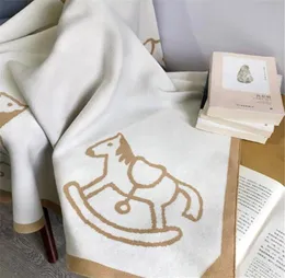 Luxury designer pony pattern blankets for newborn baby children high quality cotton shawl blanket size 100*100cm warm gifts 2021