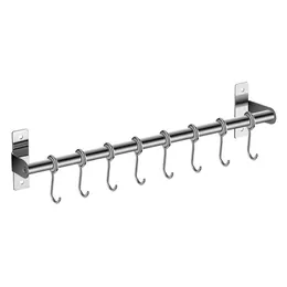 Wall Mounted Utensil Rack Stainless Steel Hanging Kitchen Rail With 6/8/10 Hooks Mar-15 & Rails